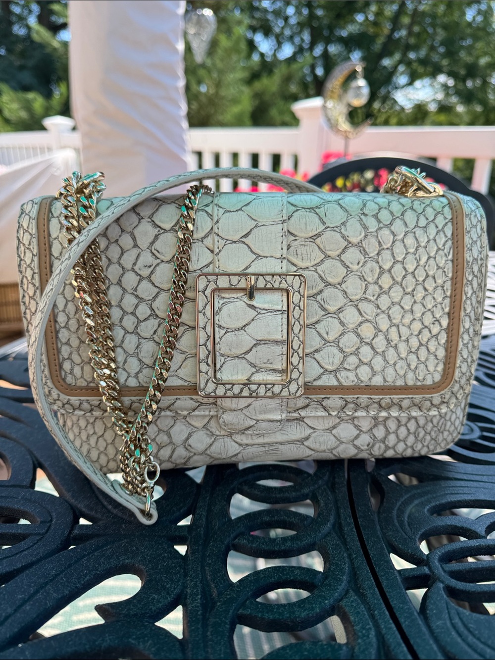 Brahmin Rosalie Oyster Grey Ellacoya Bag with Gold chain - Picture 3 of 13